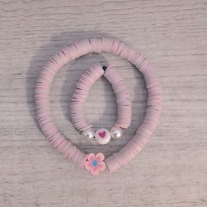 Pink koala clay bead bracelet set